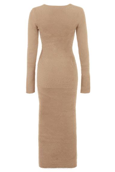 vestiario esso House of CB maxi abito fuzzy color cammello lucille X44T312