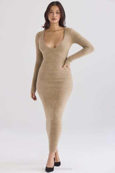 vestiario esso House of CB maxi abito fuzzy color cammello lucille X44T312