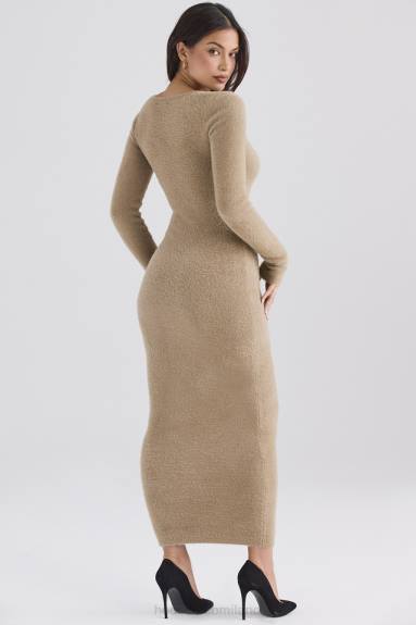 vestiario esso House of CB maxi abito fuzzy color cammello lucille X44T312