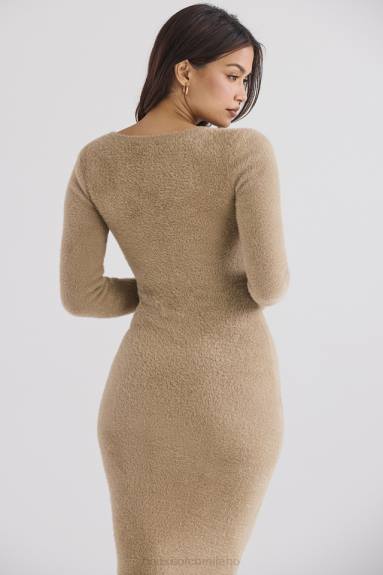 vestiario esso House of CB maxi abito fuzzy color cammello lucille X44T312