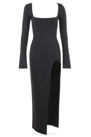 vestiario esso House of CB maxi abito in maglia di cashmere color carbone tolani X44T313
