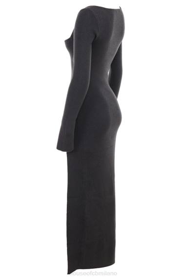 vestiario esso House of CB maxi abito in maglia di cashmere color carbone tolani X44T313