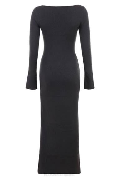 vestiario esso House of CB maxi abito in maglia di cashmere color carbone tolani X44T313