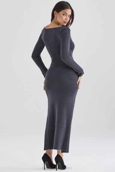 vestiario esso House of CB maxi abito in maglia di cashmere color carbone tolani X44T313