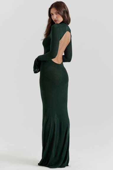 vestiario esso House of CB maxi abito in maglia verde foresta sancha X44T114