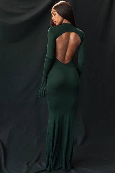 vestiario esso House of CB maxi abito in maglia verde foresta sancha X44T114