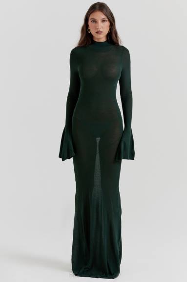 vestiario esso House of CB maxi abito in maglia verde foresta sancha X44T114