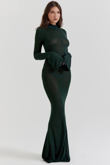 vestiario esso House of CB maxi abito in maglia verde foresta sancha X44T114