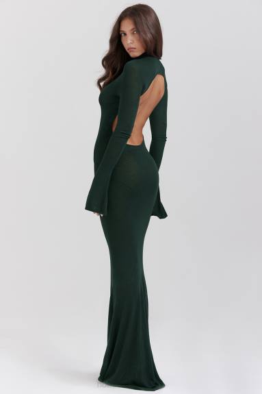 vestiario esso House of CB maxi abito in maglia verde foresta sancha X44T114
