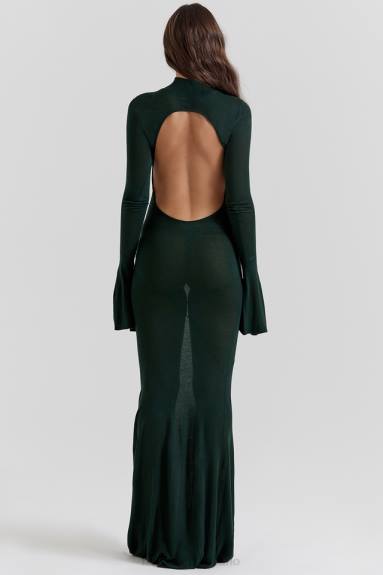 vestiario esso House of CB maxi abito in maglia verde foresta sancha X44T114