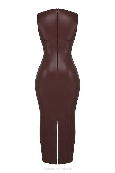 vestiario esso House of CB maxi abito in pelle vegana color cacao Sahara X44T122