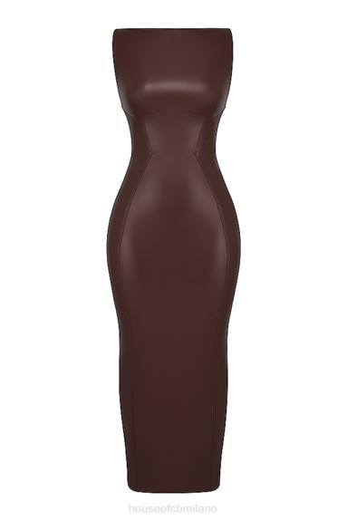 vestiario esso House of CB maxi abito in pelle vegana color cacao Sahara X44T122