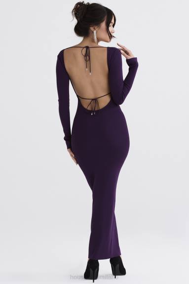 vestiario esso House of CB maxi abito keana in maglia a costine color uva X44T318