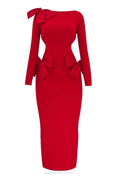 vestiario esso House of CB maxi abito lavele con fiocco rosso X44T110
