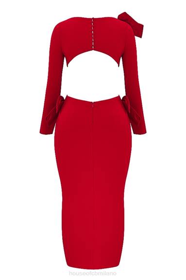 vestiario esso House of CB maxi abito lavele con fiocco rosso X44T110