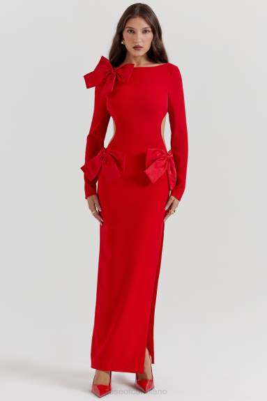 vestiario esso House of CB maxi abito lavele con fiocco rosso X44T110
