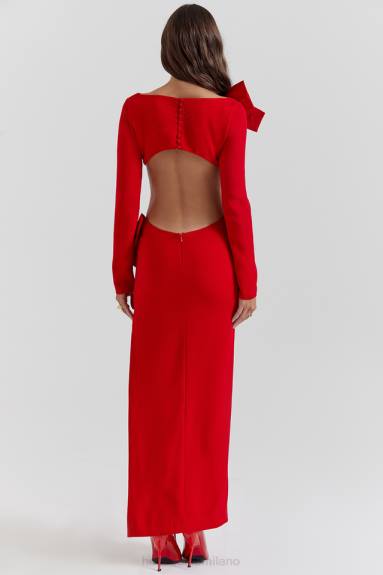 vestiario esso House of CB maxi abito lavele con fiocco rosso X44T110