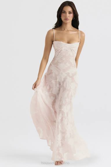 vestiario esso House of CB maxi abito lungo in pizzo floreale rosa tenue sul retro X44T366