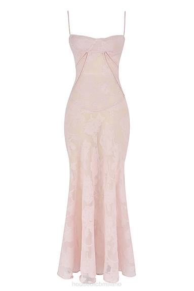vestiario esso House of CB maxi abito lungo in pizzo floreale rosa tenue sul retro X44T366