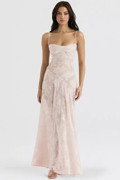 vestiario esso House of CB maxi abito lungo in pizzo floreale rosa tenue sul retro X44T366