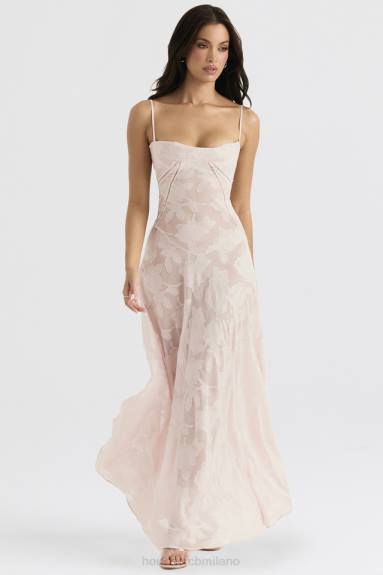 vestiario esso House of CB maxi abito lungo in pizzo floreale rosa tenue sul retro X44T366
