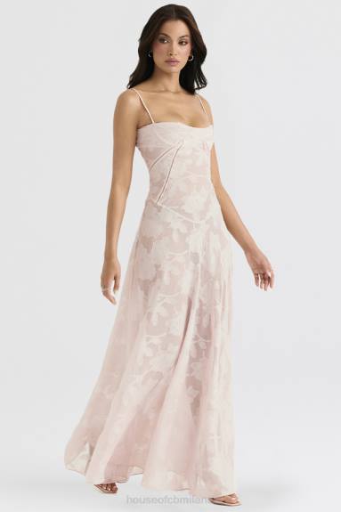 vestiario esso House of CB maxi abito lungo in pizzo floreale rosa tenue sul retro X44T366