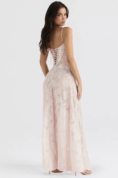 vestiario esso House of CB maxi abito lungo in pizzo floreale rosa tenue sul retro X44T366