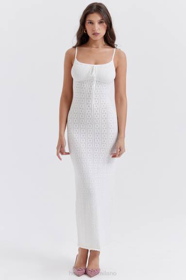 vestiario esso House of CB maxi abito myla in maglia bianca X44T262