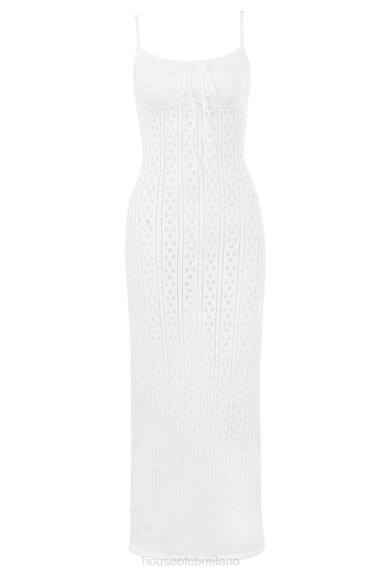 vestiario esso House of CB maxi abito myla in maglia bianca X44T262