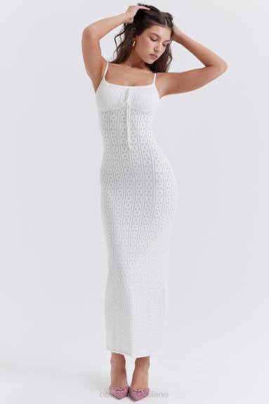 vestiario esso House of CB maxi abito myla in maglia bianca X44T262