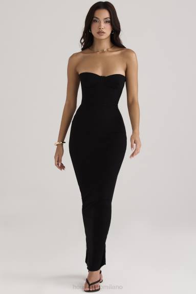vestiario esso House of CB vestito lungo con corsetto senza spalline nero lucia X44T445