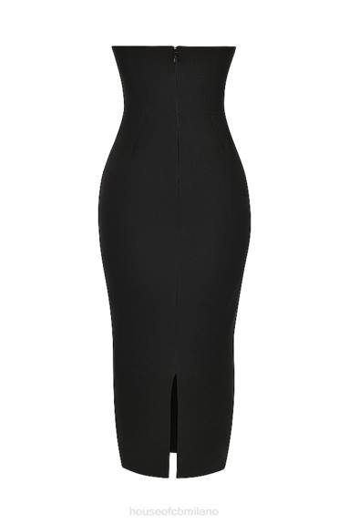 vestiario esso House of CB vestito lungo con corsetto senza spalline nero lucia X44T445
