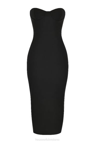 vestiario esso House of CB vestito lungo con corsetto senza spalline nero lucia X44T445