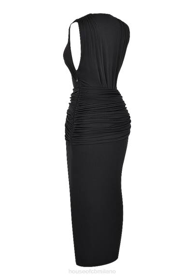 vestiario esso House of CB vestito lungo larelle nero con scollo profondo X44T194