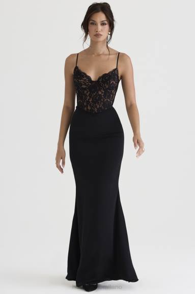 vestiario esso House of CB vestito maxi corsetto nero cara X44T382
