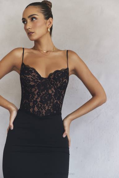 vestiario esso House of CB vestito maxi corsetto nero cara X44T382