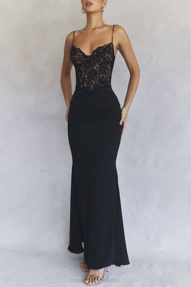 vestiario esso House of CB vestito maxi corsetto nero cara X44T382