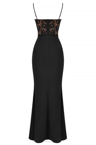 vestiario esso House of CB vestito maxi corsetto nero cara X44T382