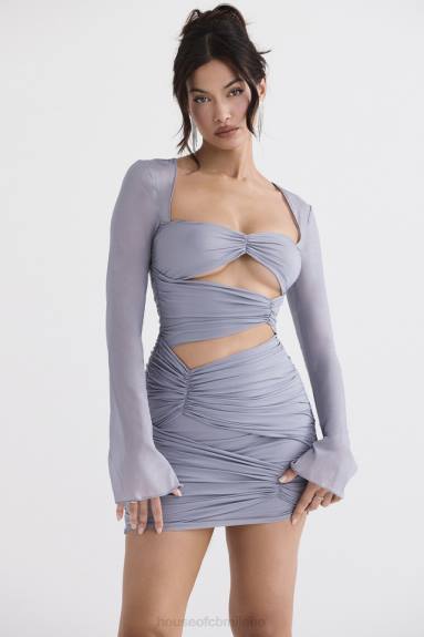 vestiario esso House of CB Mini abito Camille in vera seta grigio tortora X44T321