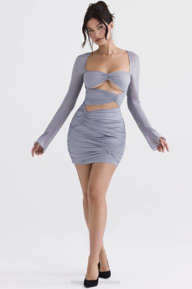 vestiario esso House of CB Mini abito Camille in vera seta grigio tortora X44T321