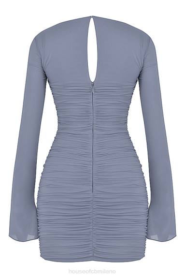 vestiario esso House of CB Mini abito Camille in vera seta grigio tortora X44T321