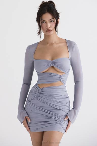 vestiario esso House of CB Mini abito Camille in vera seta grigio tortora X44T321
