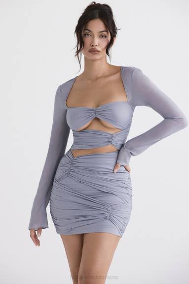 vestiario esso House of CB Mini abito Camille in vera seta grigio tortora X44T321