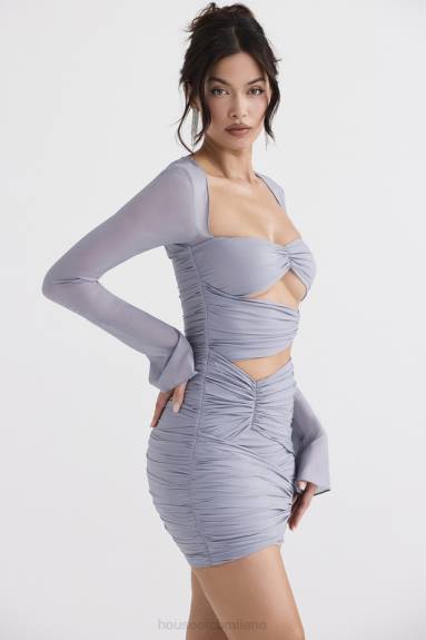 vestiario esso House of CB Mini abito Camille in vera seta grigio tortora X44T321