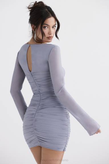 vestiario esso House of CB Mini abito Camille in vera seta grigio tortora X44T321