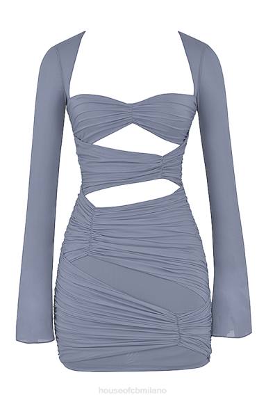 vestiario esso House of CB Mini abito Camille in vera seta grigio tortora X44T321