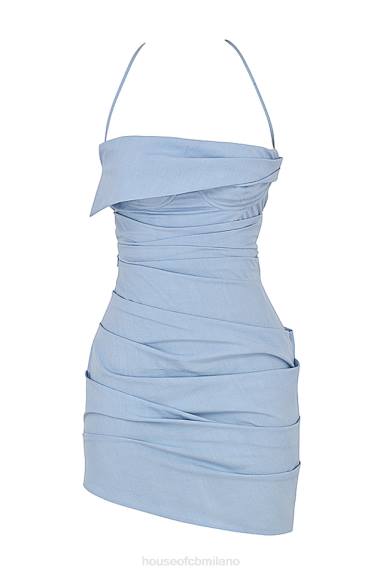 vestiario esso House of CB Mini abito halter in lana blu baby con schiena scoperta X44T549