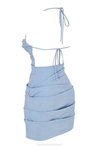 vestiario esso House of CB Mini abito halter in lana blu baby con schiena scoperta X44T549