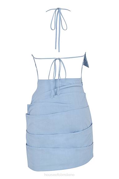 vestiario esso House of CB Mini abito halter in lana blu baby con schiena scoperta X44T549