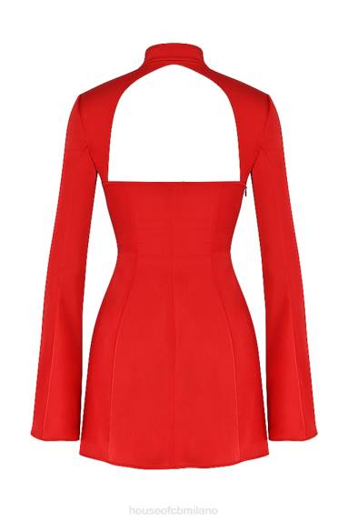 vestiario esso House of CB Mini abito in raso scarlatto di Alyssa X44T498